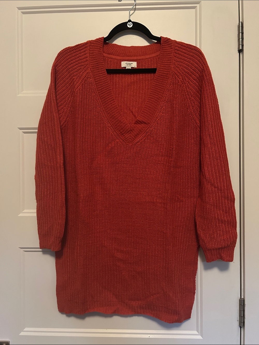 Oversized V-Neck Sweater in Rust Red by Vince